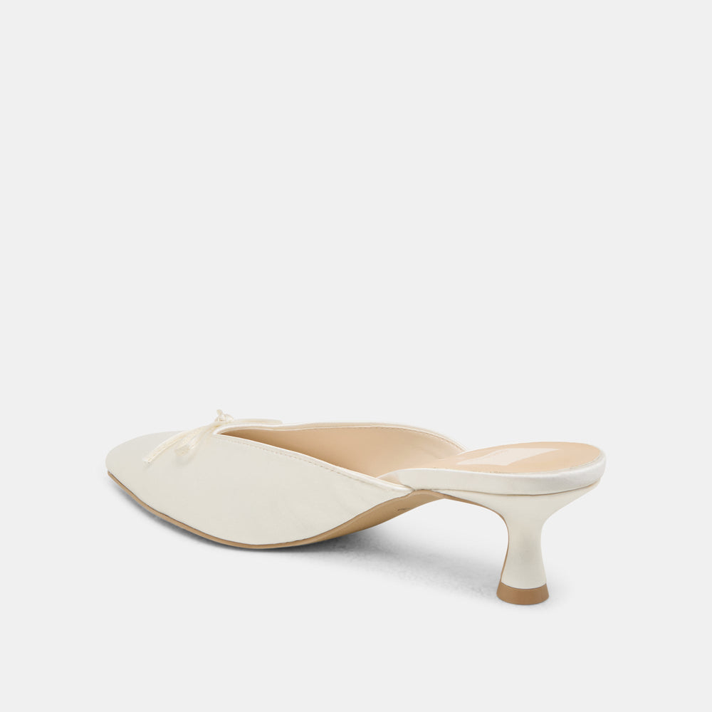 Cleo Off White Satin Heels / Dolce Vita