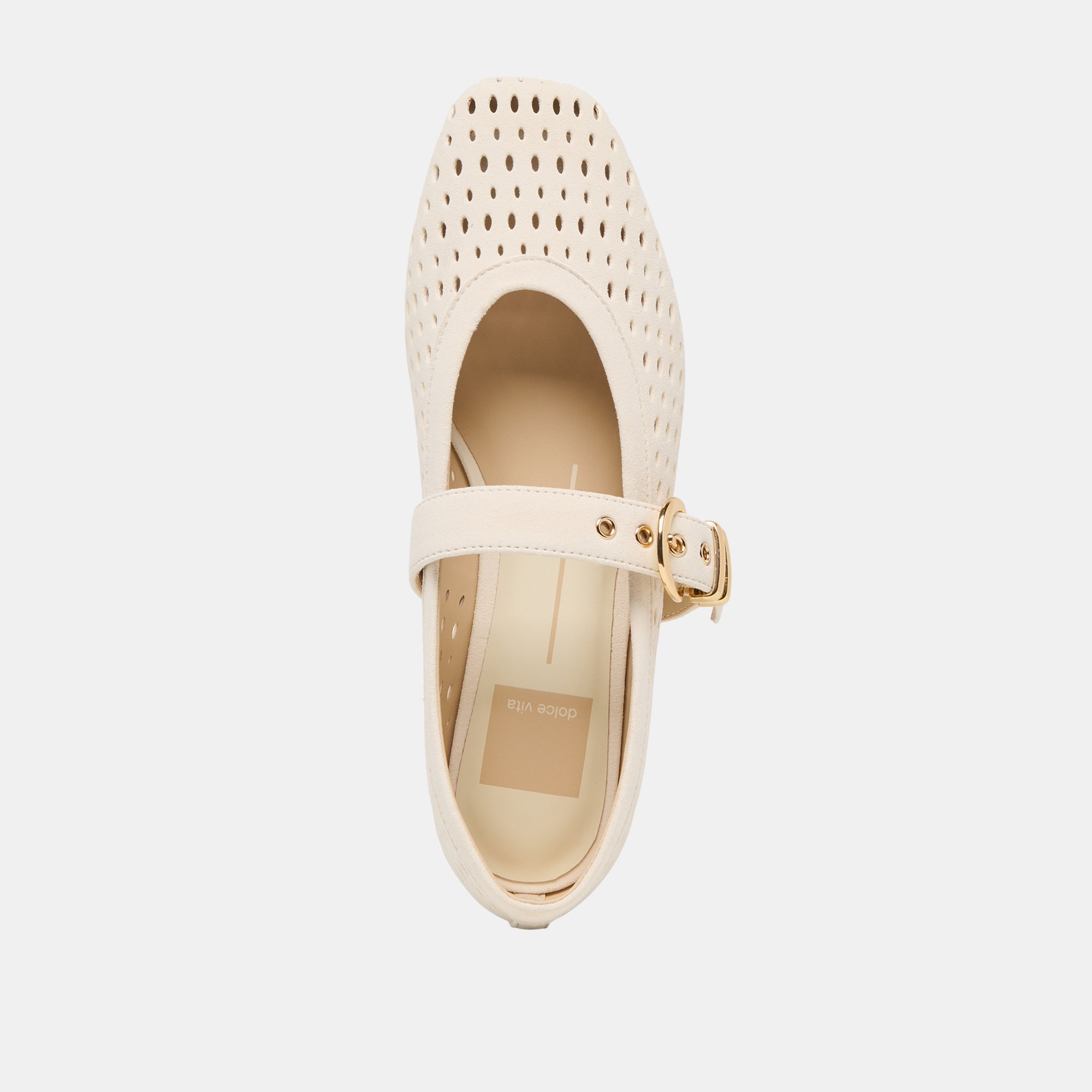 Mikel Creme Perforated Suede Ballet Flats / Dolce Vita