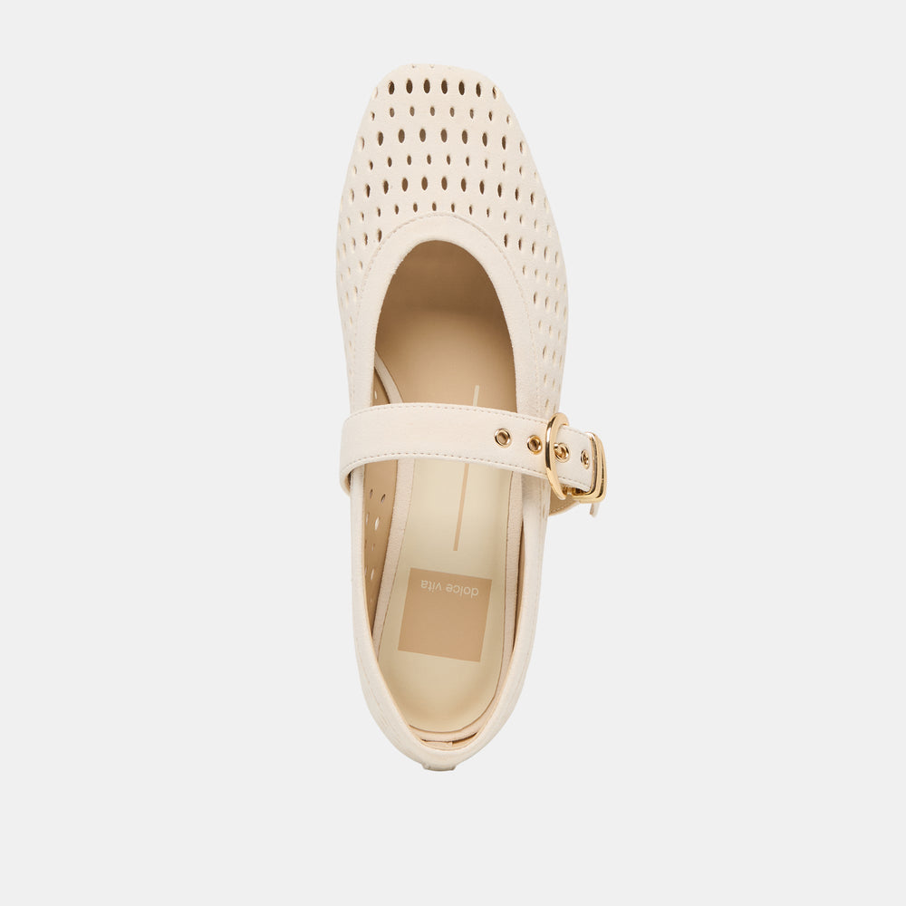 Mikel Creme Perforated Suede Ballet Flats / Dolce Vita