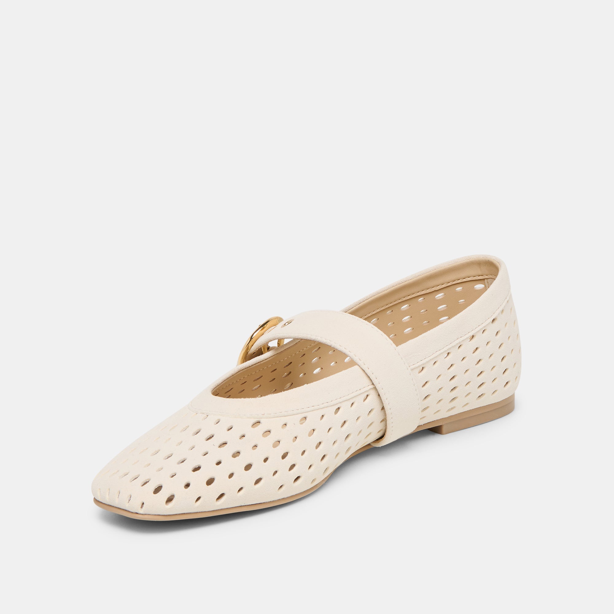 Mikel Creme Perforated Suede Ballet Flats / Dolce Vita