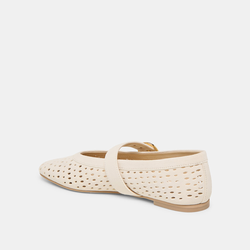 Mikel Creme Perforated Suede Ballet Flats / Dolce Vita