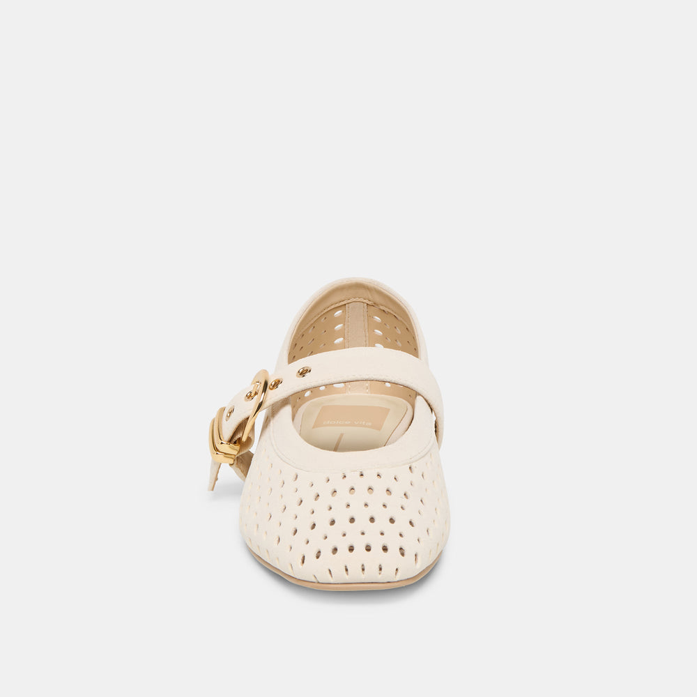Mikel Creme Perforated Suede Ballet Flats / Dolce Vita