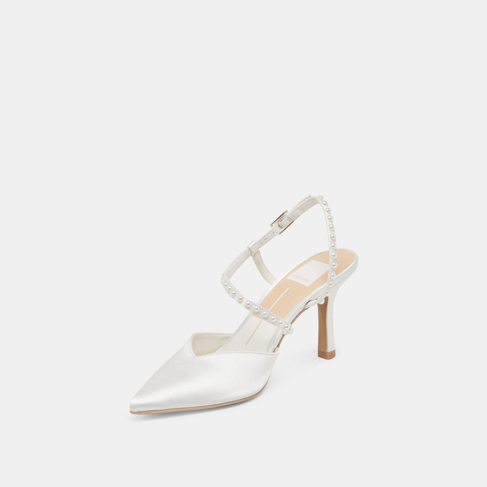 KAMRA PEARL HEELS TRUE WHITE SATIN
 – Dolce Vita / Dolce Vita
