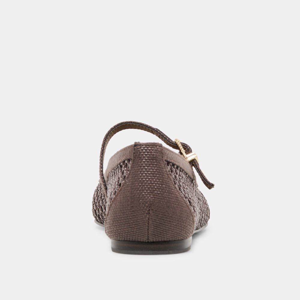 Reyes Chocolate Woven Raffia Ballet Flats / Dolce Vita