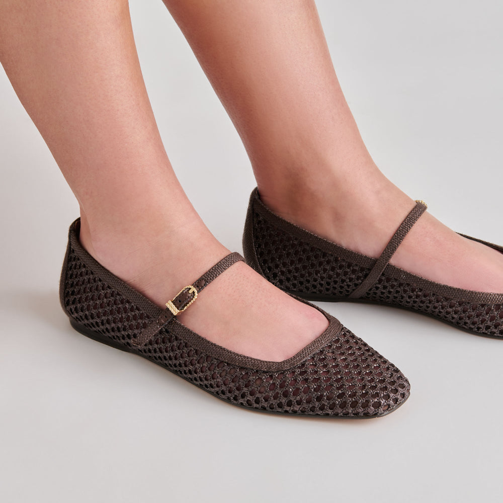 Reyes Chocolate Woven Raffia Ballet Flats / Dolce Vita