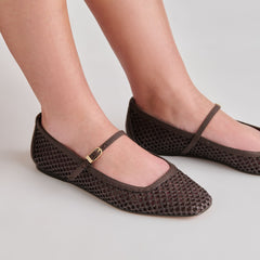 Reyes Chocolate Woven Raffia Ballet Flats / Dolce Vita