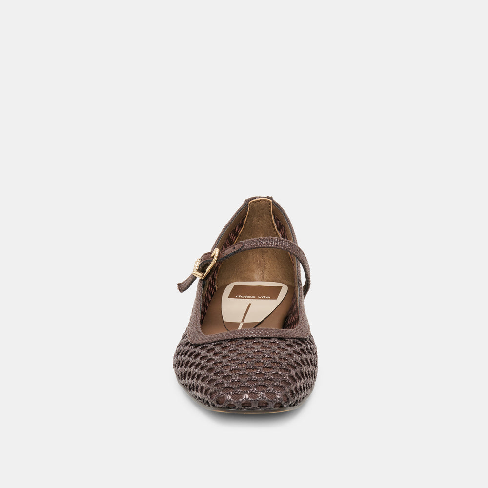Reyes Chocolate Woven Raffia Ballet Flats / Dolce Vita