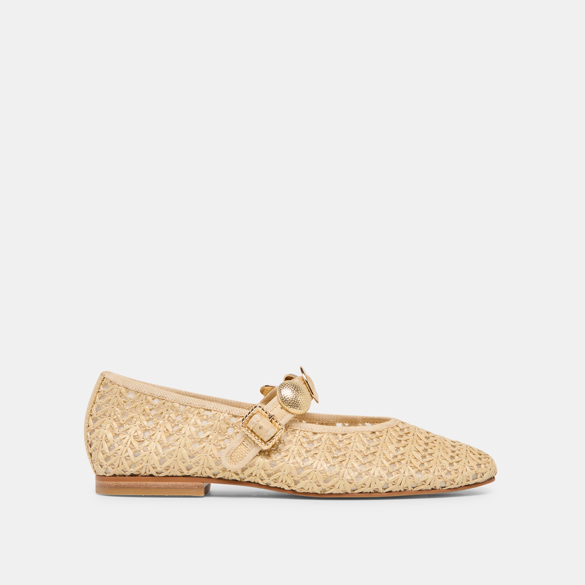 Relan Natural Cross Hatch Raffia Ballet Flats / Dolce Vita