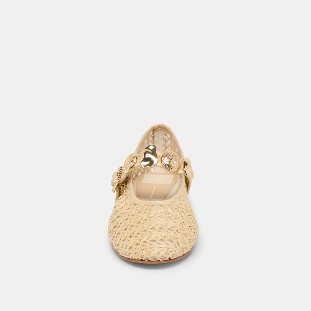 Relan Natural Cross Hatch Raffia Ballet Flats / Dolce Vita