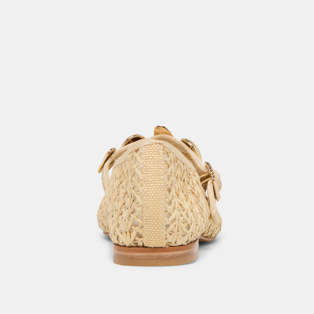 Relan Natural Cross Hatch Raffia Ballet Flats / Dolce Vita
