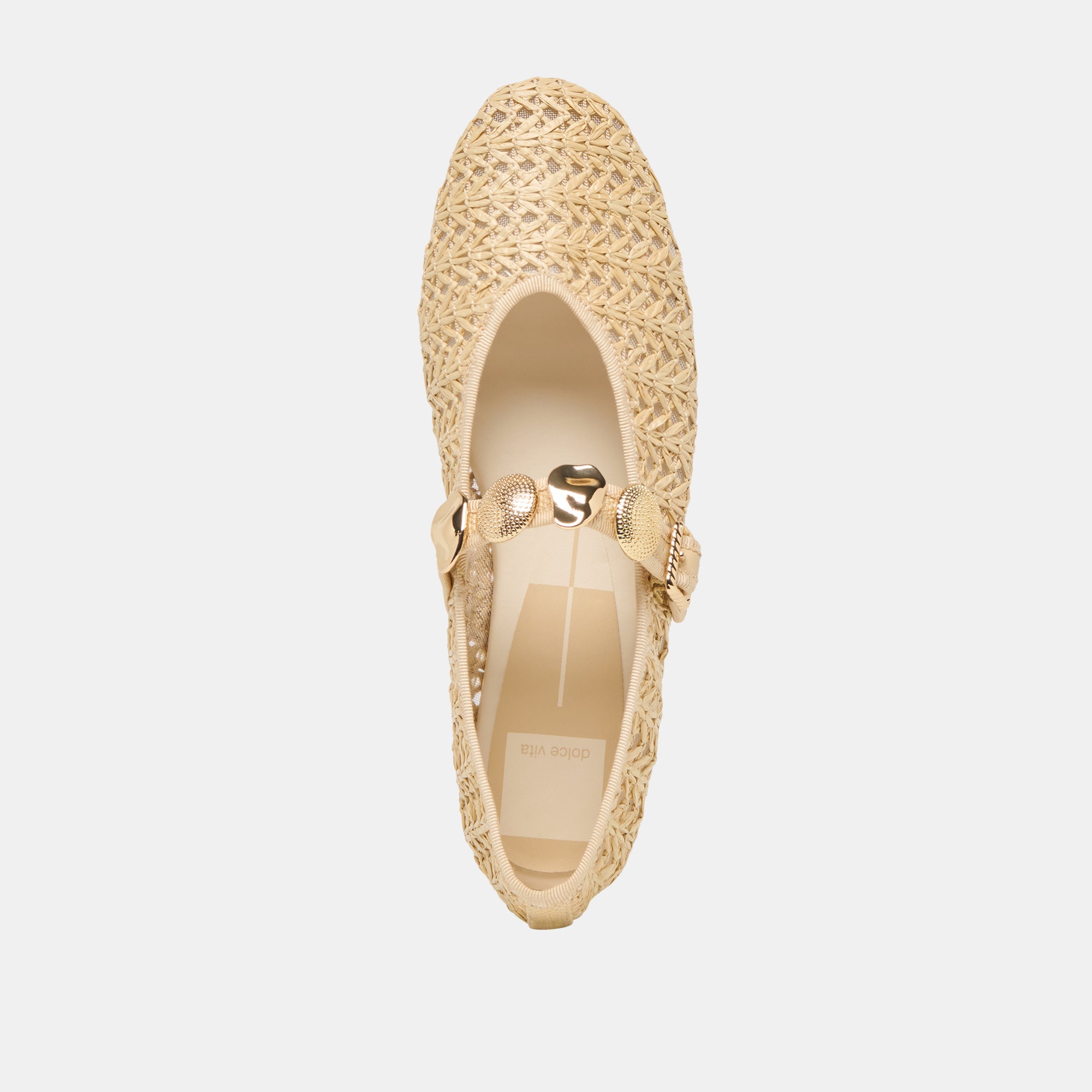 Relan Natural Cross Hatch Raffia Ballet Flats / Dolce Vita