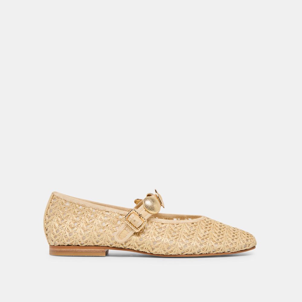 Relan Natural Cross Hatch Raffia Ballet Flats / Dolce Vita