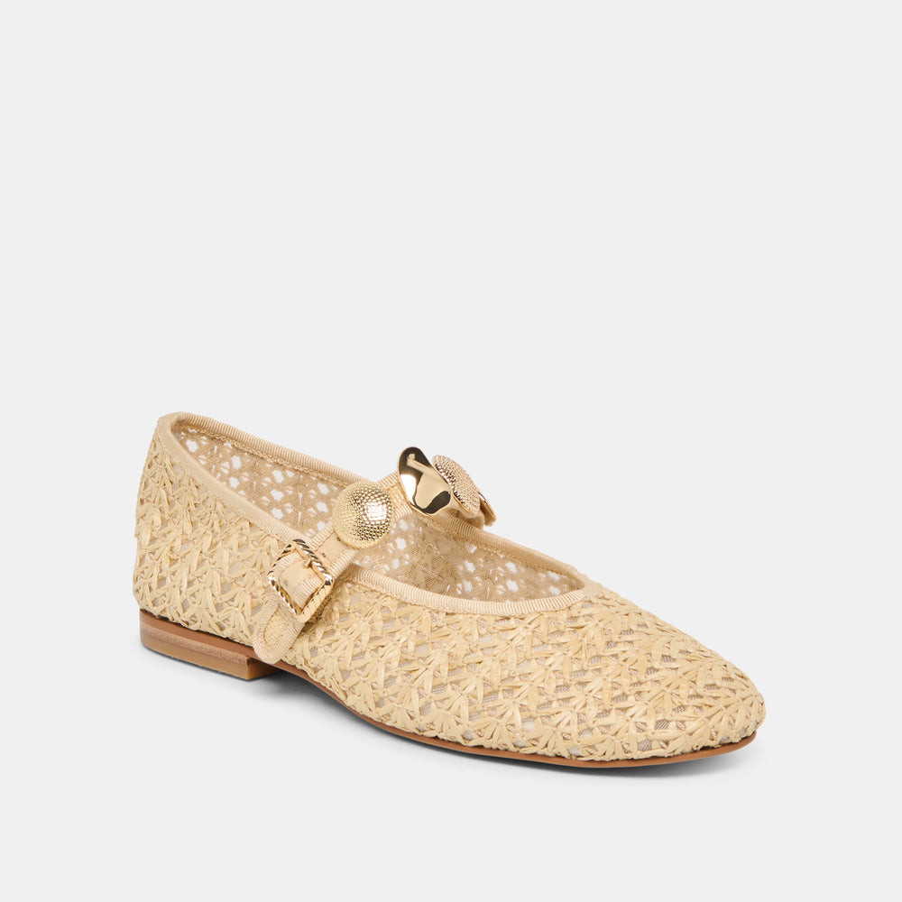 Relan Natural Cross Hatch Raffia Ballet Flats / Dolce Vita