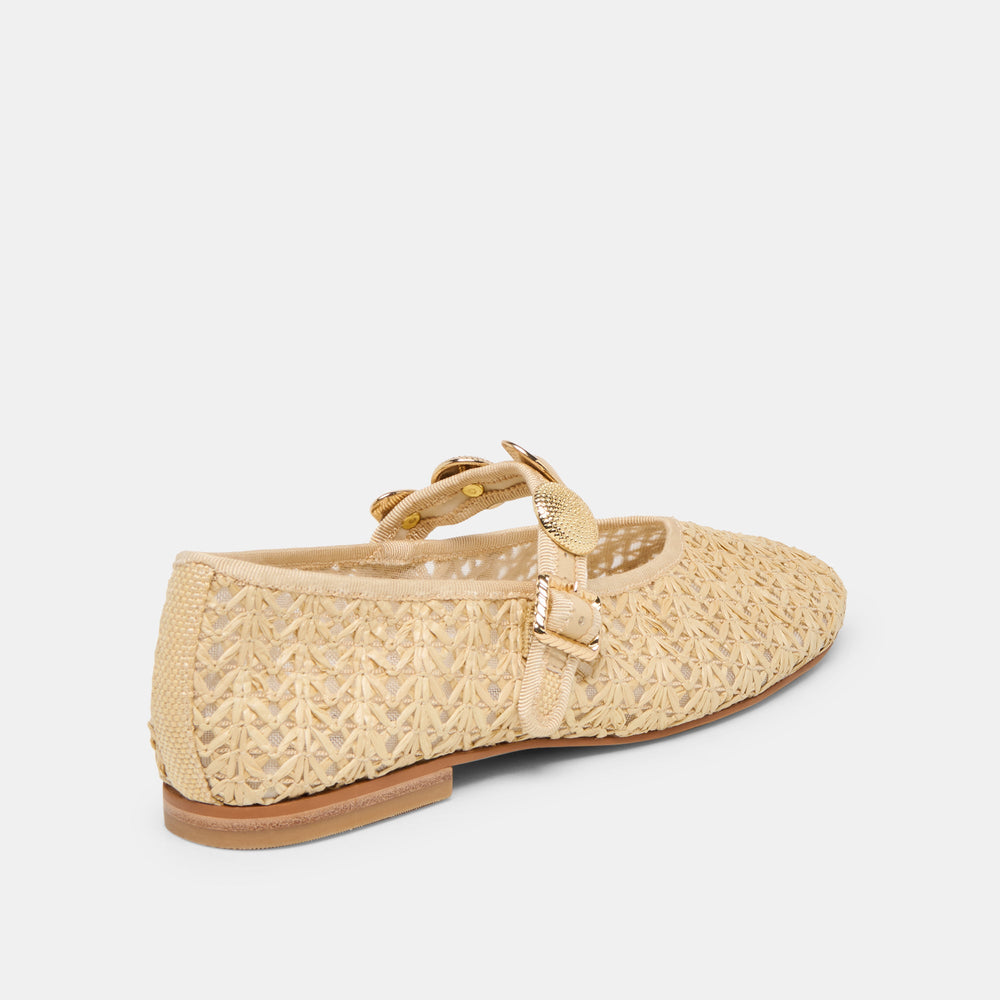 Relan Natural Cross Hatch Raffia Ballet Flats / Dolce Vita
