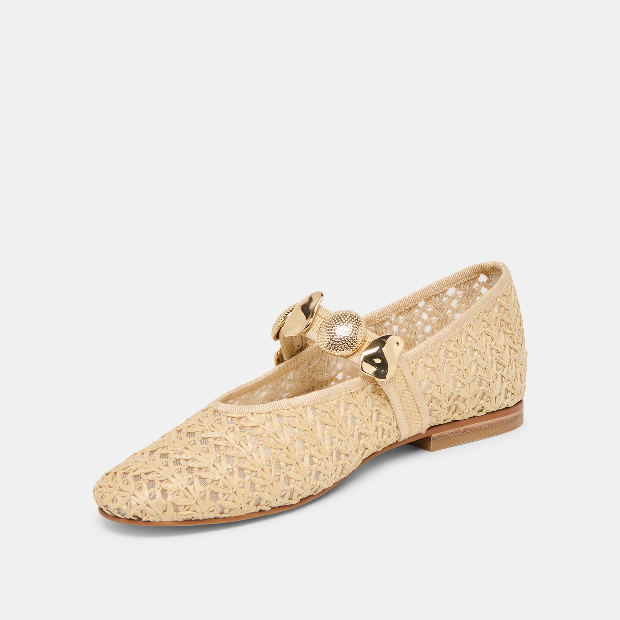 Relan Natural Cross Hatch Raffia Ballet Flats / Dolce Vita
