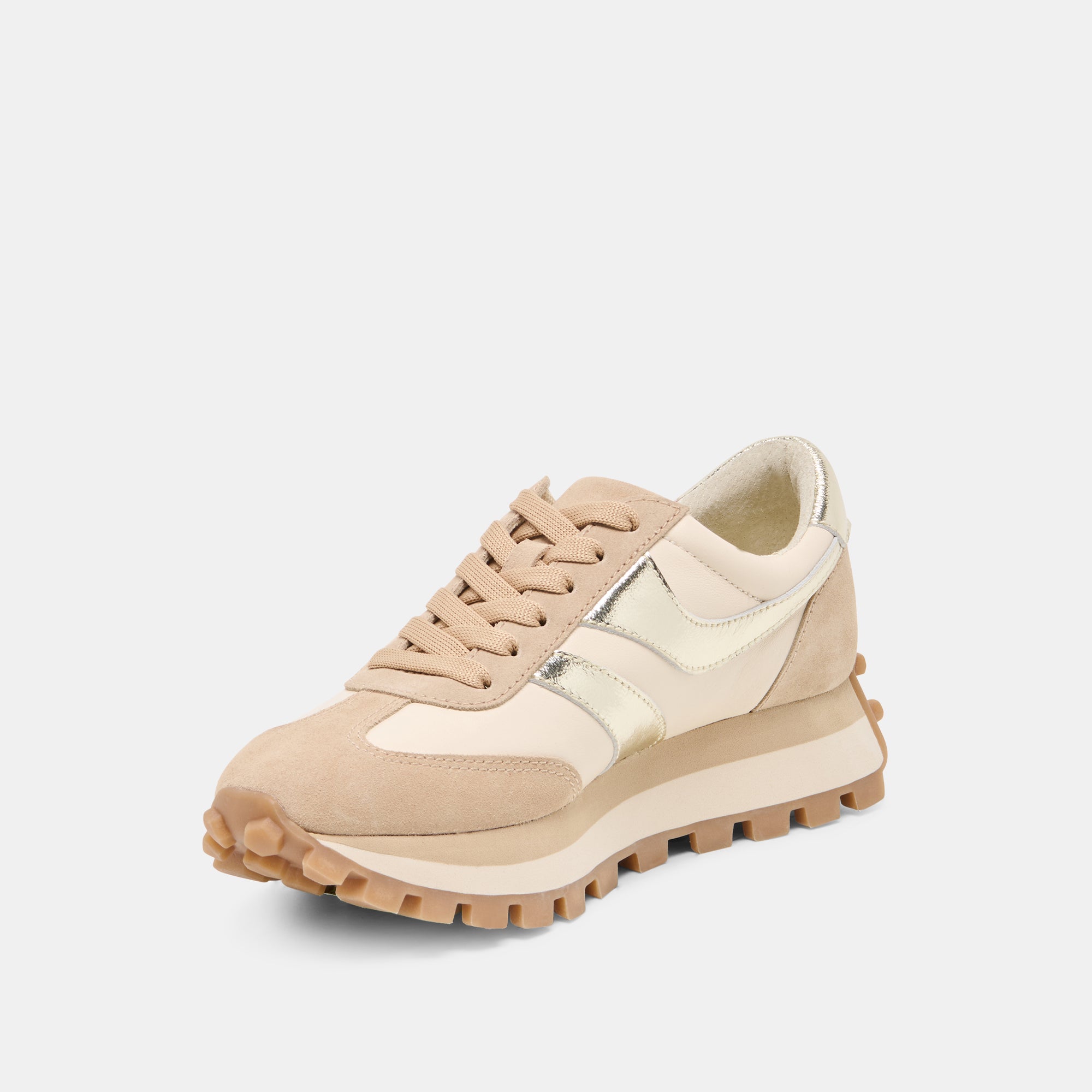 TRESA White Gold Suede Platform Sneakers / Dolce Vita