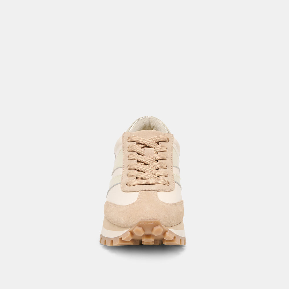TRESA White Gold Suede Platform Sneakers / Dolce Vita