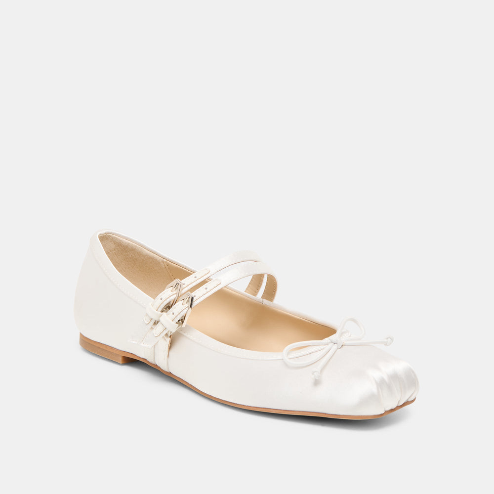 Gibsen True White Satin Ballet Flats / Dolce Vita