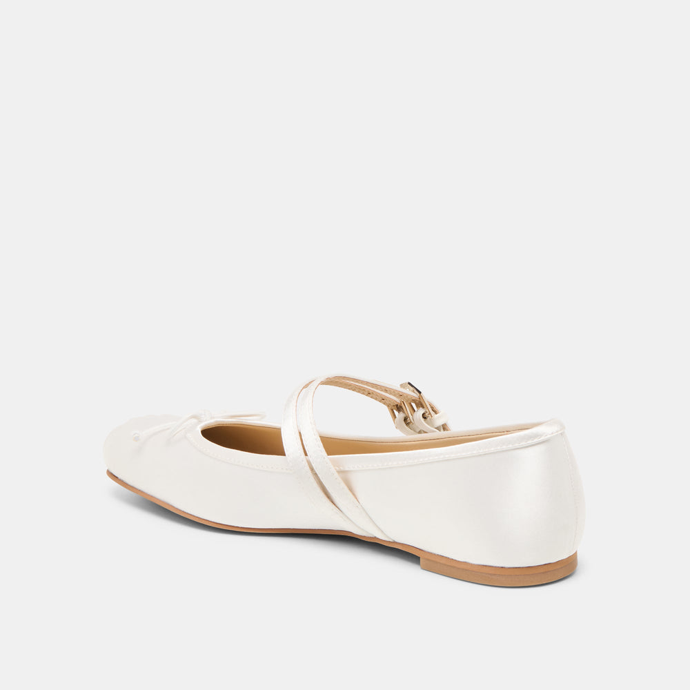 Gibsen True White Satin Ballet Flats / Dolce Vita
