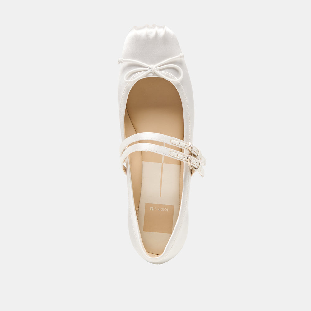 Gibsen True White Satin Ballet Flats / Dolce Vita