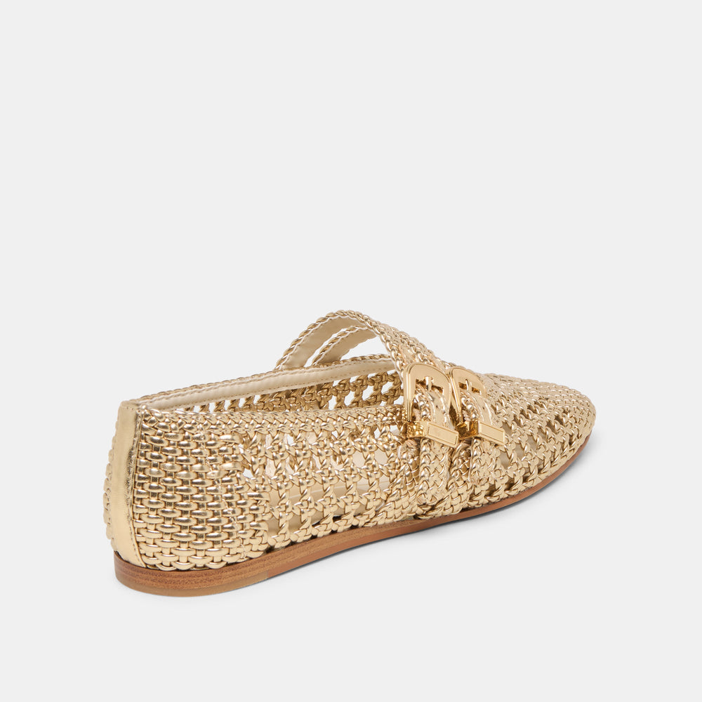 Baylee Gold Woven Stella Ballet Flats / Dolce Vita