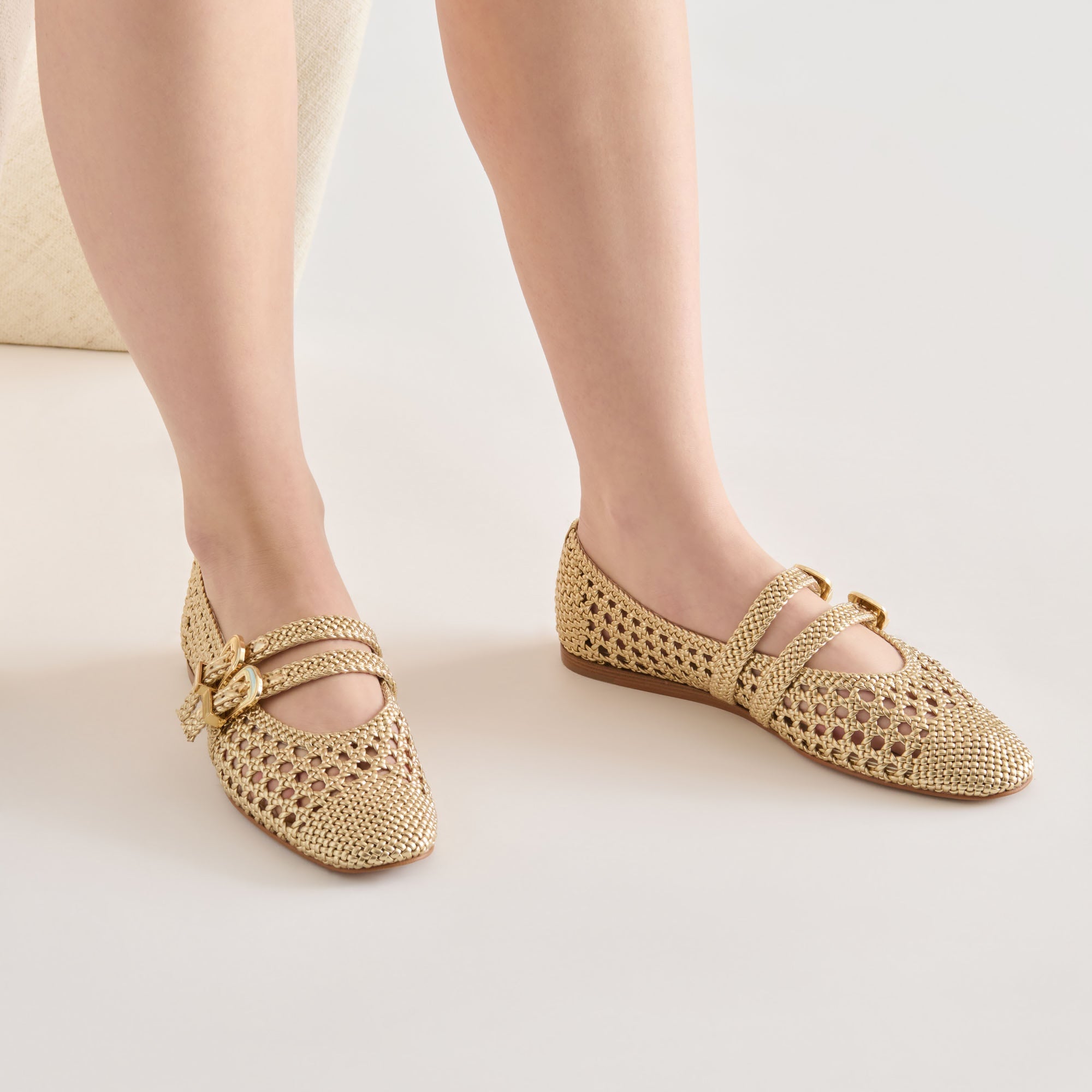 Baylee Gold Woven Stella Ballet Flats / Dolce Vita