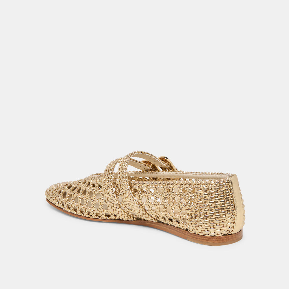Baylee Gold Woven Stella Ballet Flats / Dolce Vita