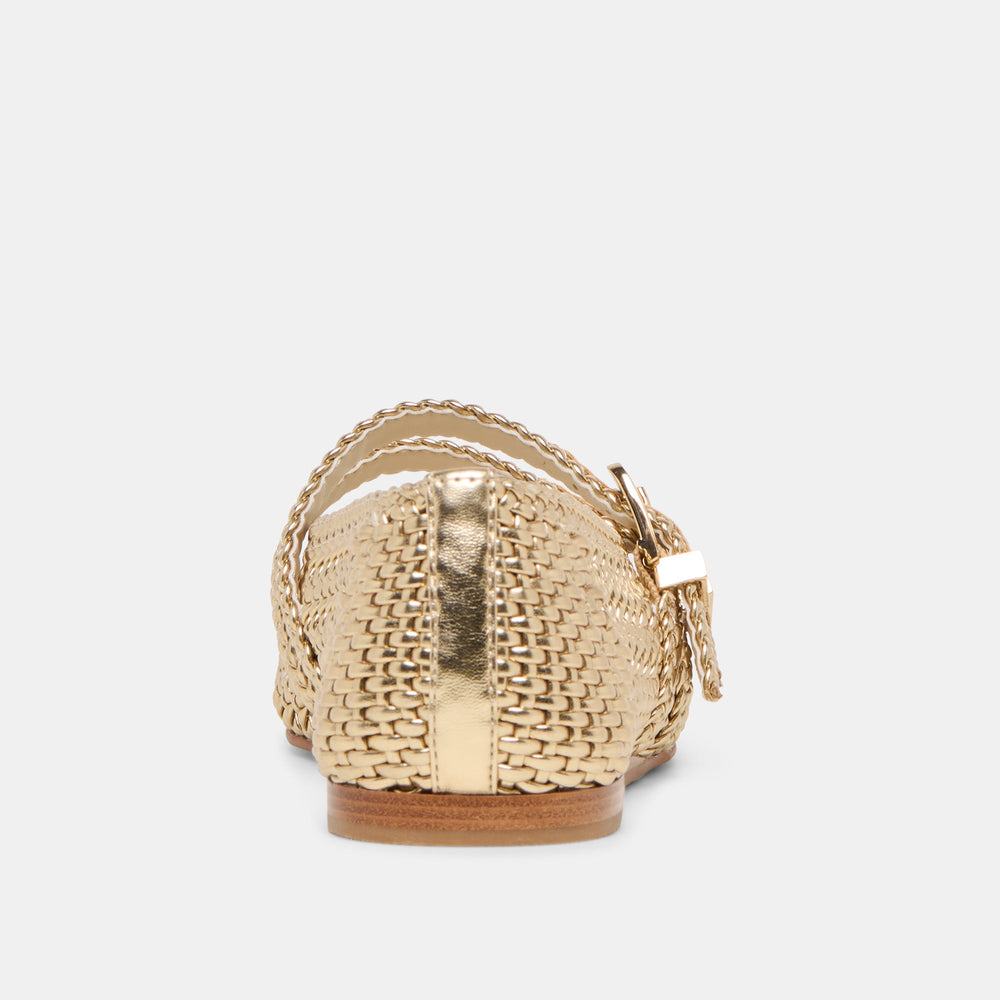 Baylee Gold Woven Stella Ballet Flats / Dolce Vita