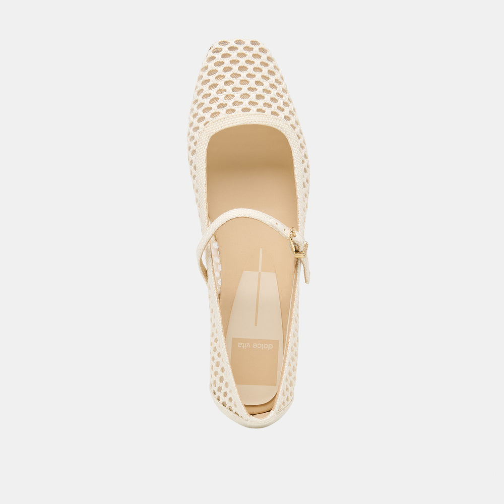 Reyes White Woven Raffia Ballet Flats / Dolce Vita
