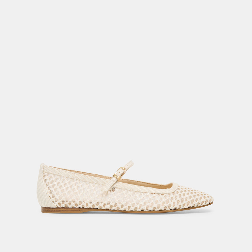 Reyes White Woven Raffia Ballet Flats / Dolce Vita