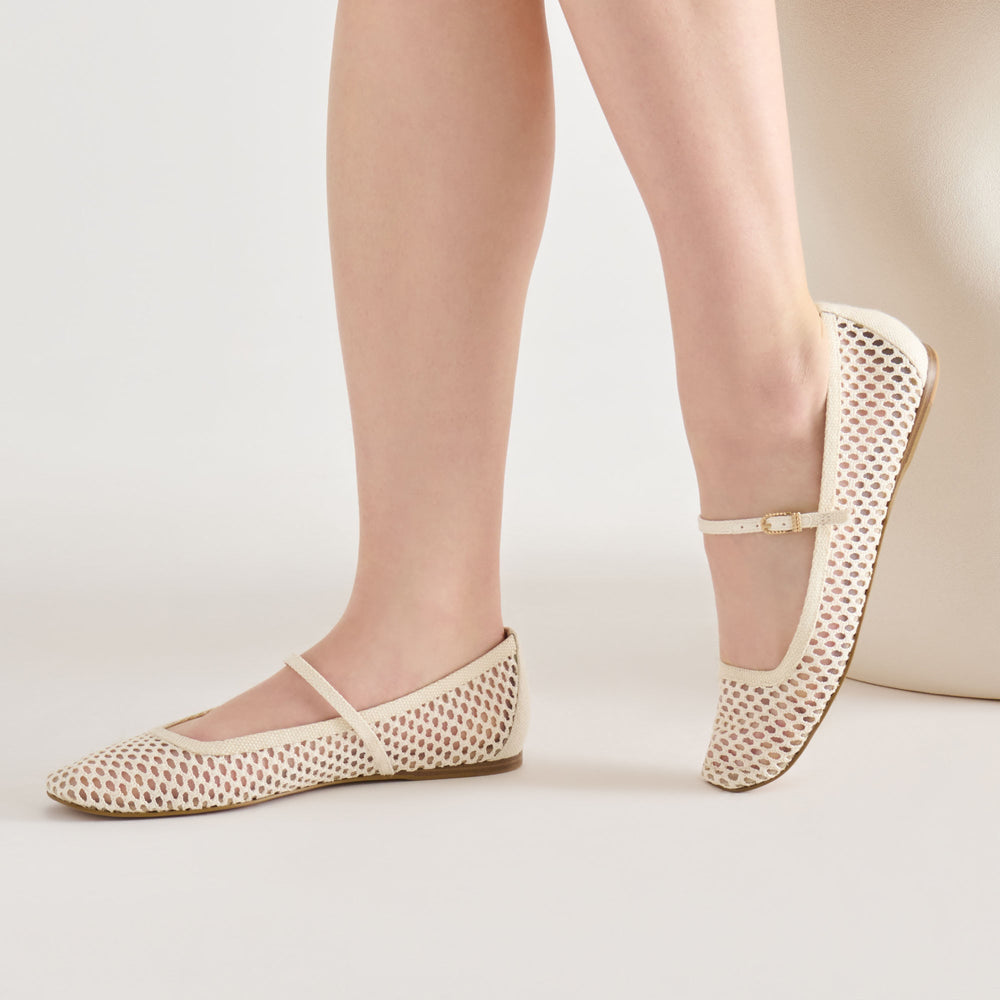 Reyes White Woven Raffia Ballet Flats / Dolce Vita