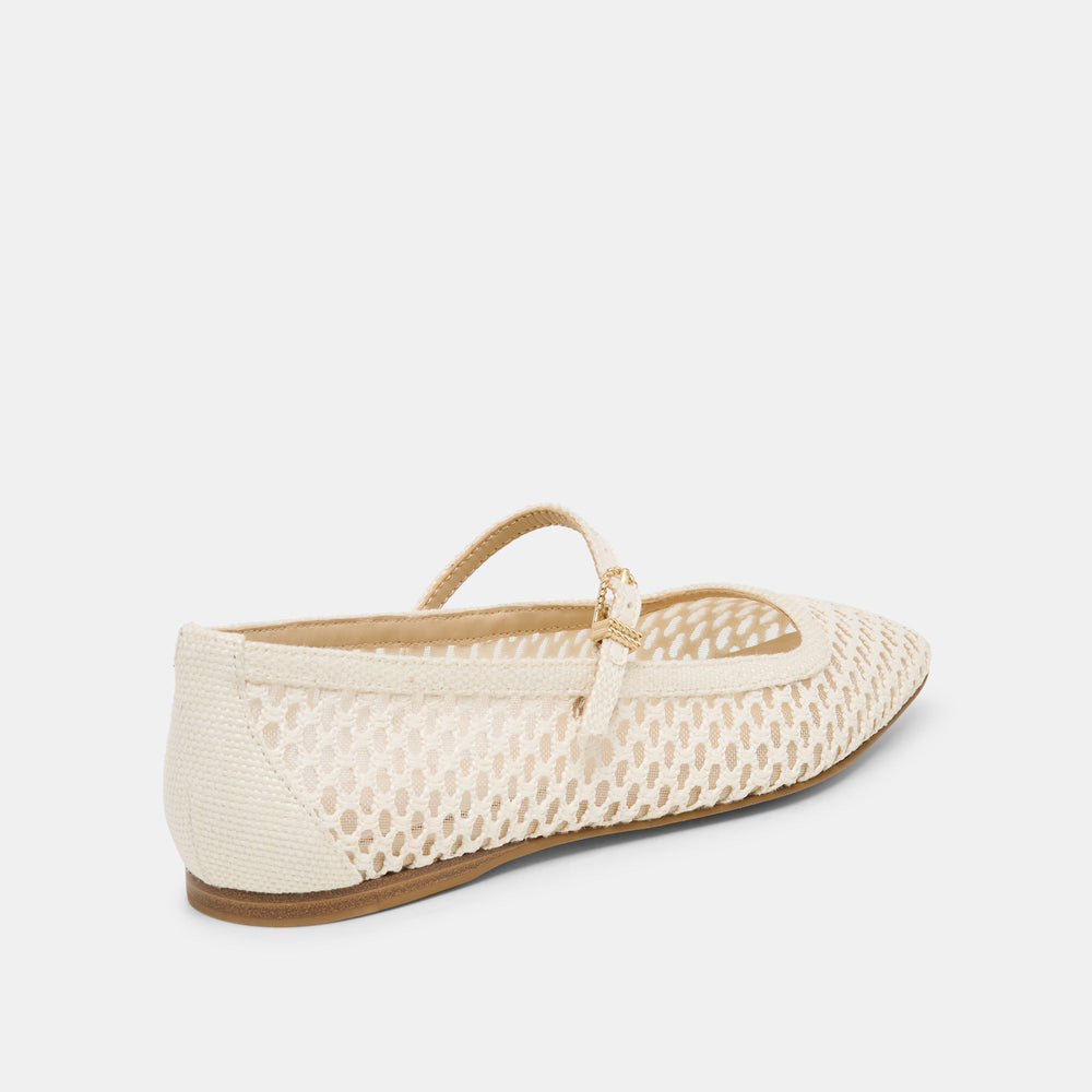 Reyes White Woven Raffia Ballet Flats / Dolce Vita