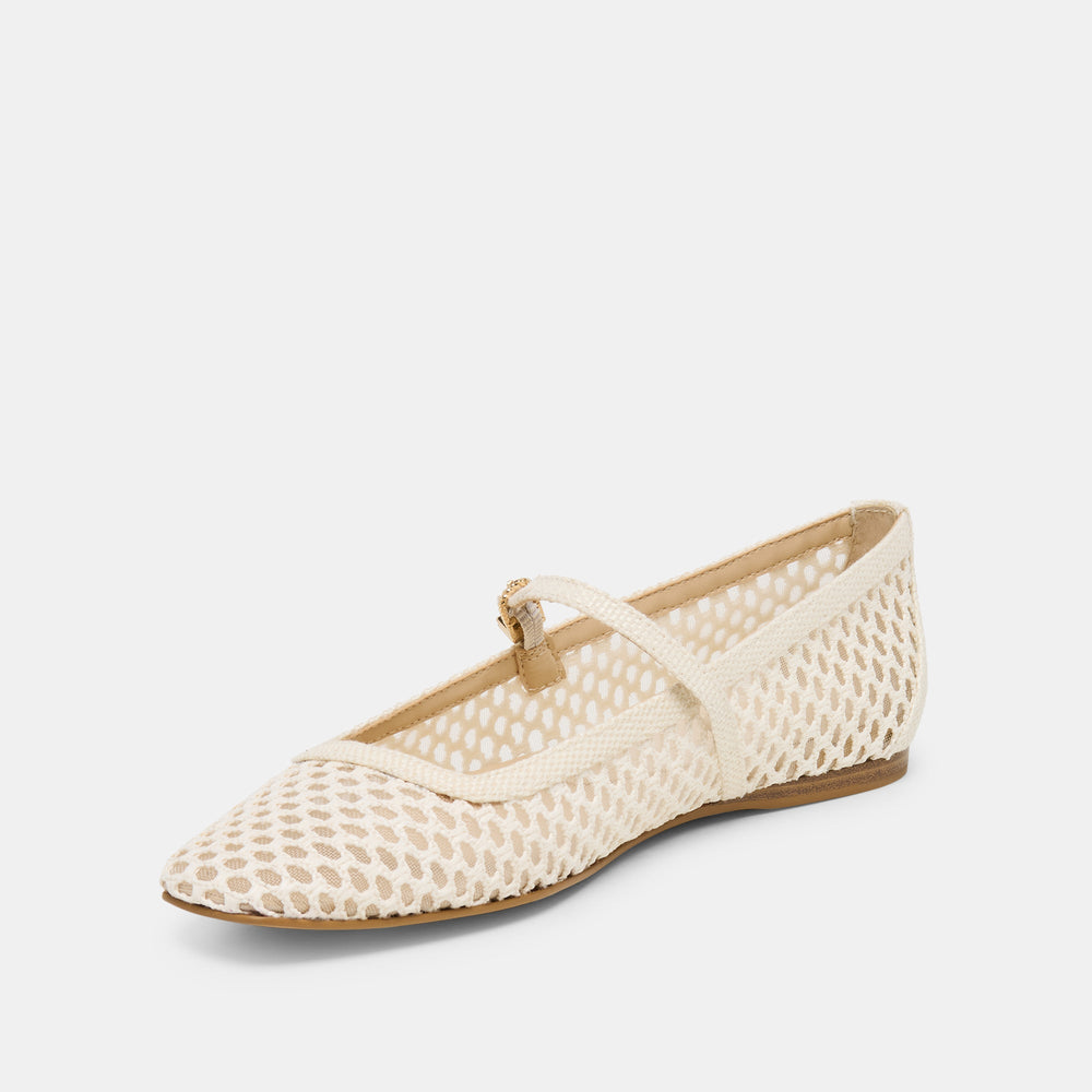 Reyes White Woven Raffia Ballet Flats / Dolce Vita