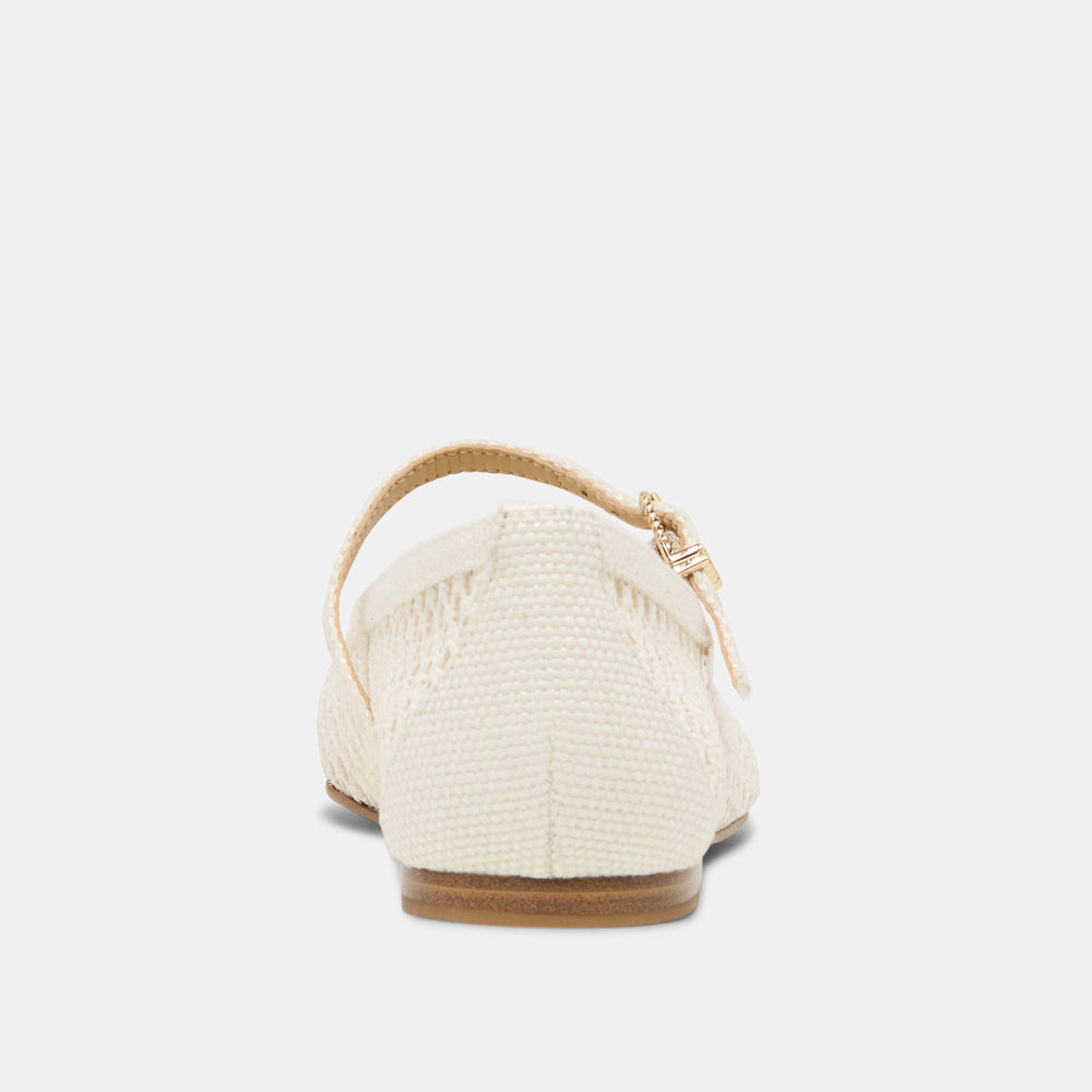 Reyes White Woven Raffia Ballet Flats / Dolce Vita