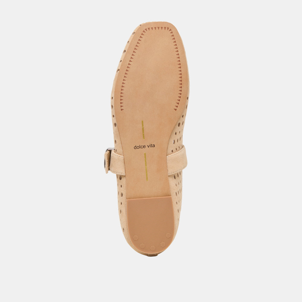 Mikel Camel Perforated Suede Ballet Flats / Dolce Vita