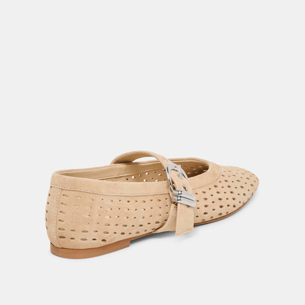 Mikel Camel Perforated Suede Ballet Flats / Dolce Vita