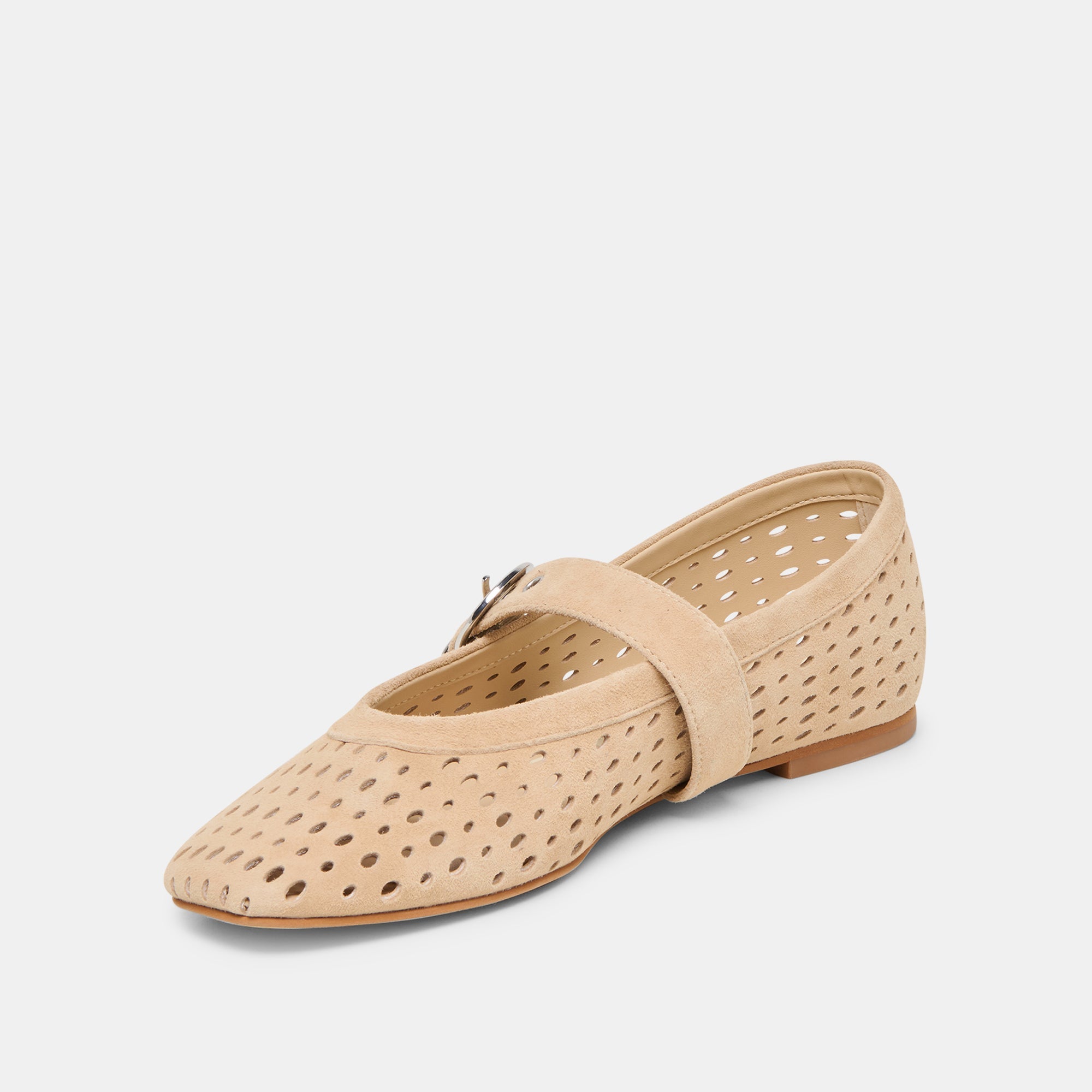Mikel Camel Perforated Suede Ballet Flats / Dolce Vita