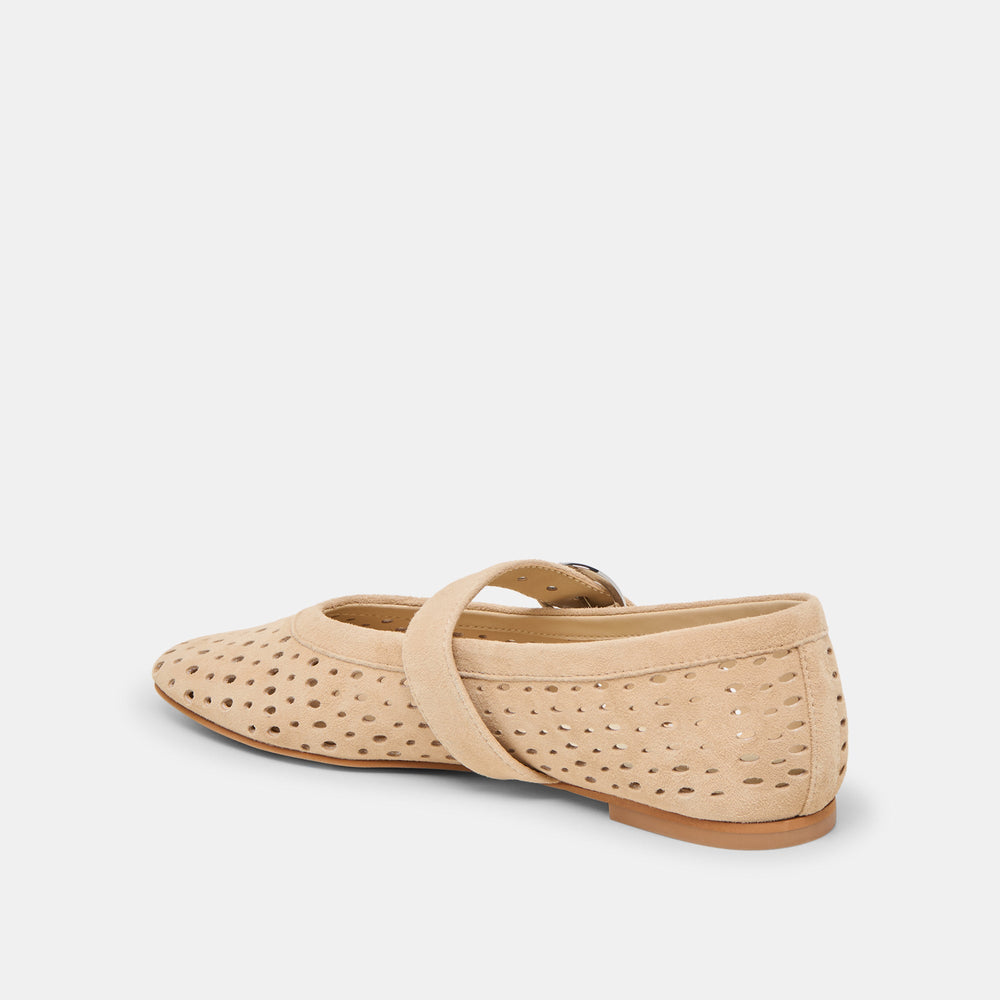 Mikel Camel Perforated Suede Ballet Flats / Dolce Vita