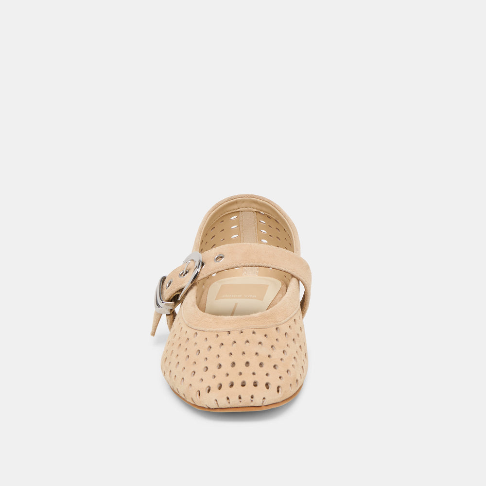 Mikel Camel Perforated Suede Ballet Flats / Dolce Vita