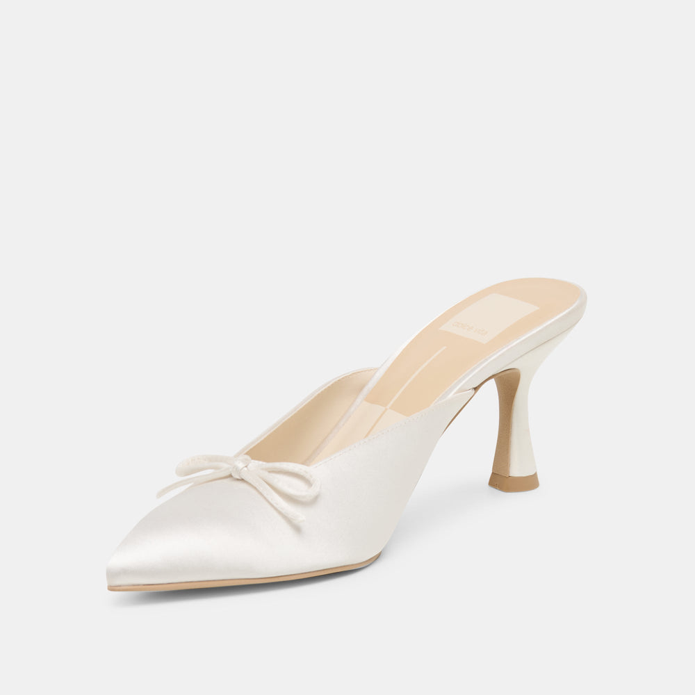 Cleo High Off White Satin Heels / Dolce Vita