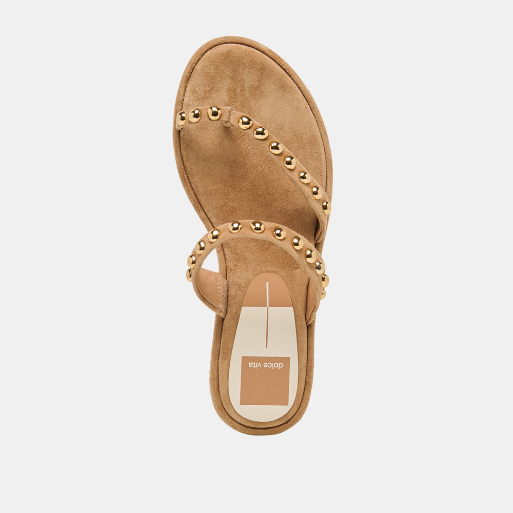 Amary Stud Lt Brown Suede Sandals / Dolce Vita