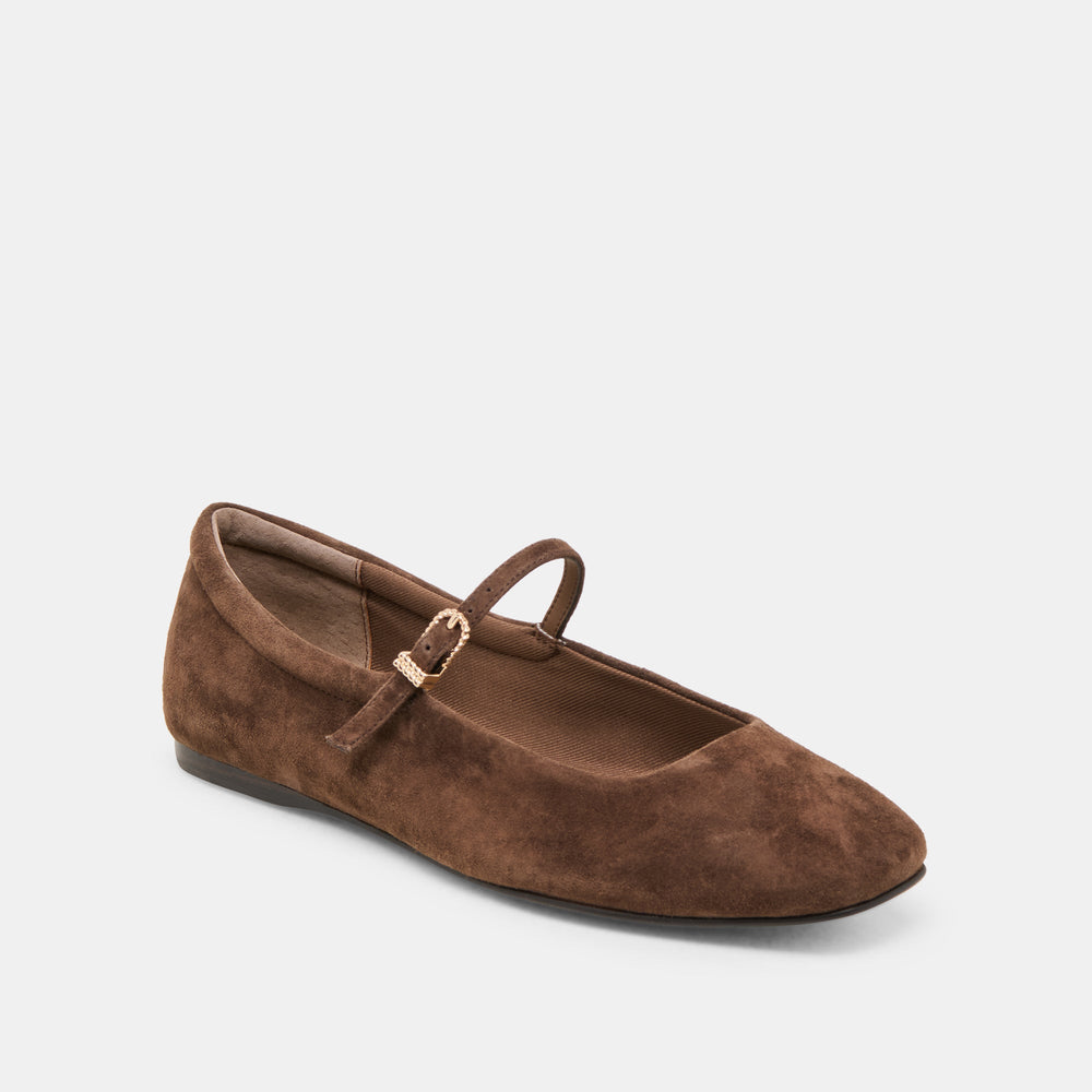 Reyes Dk Brown Suede Ballet Flats / Dolce Vita