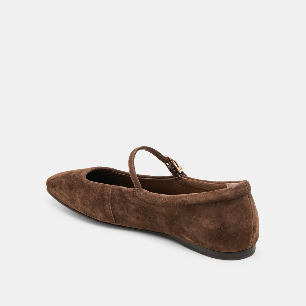 Reyes Dk Brown Suede Ballet Flats / Dolce Vita