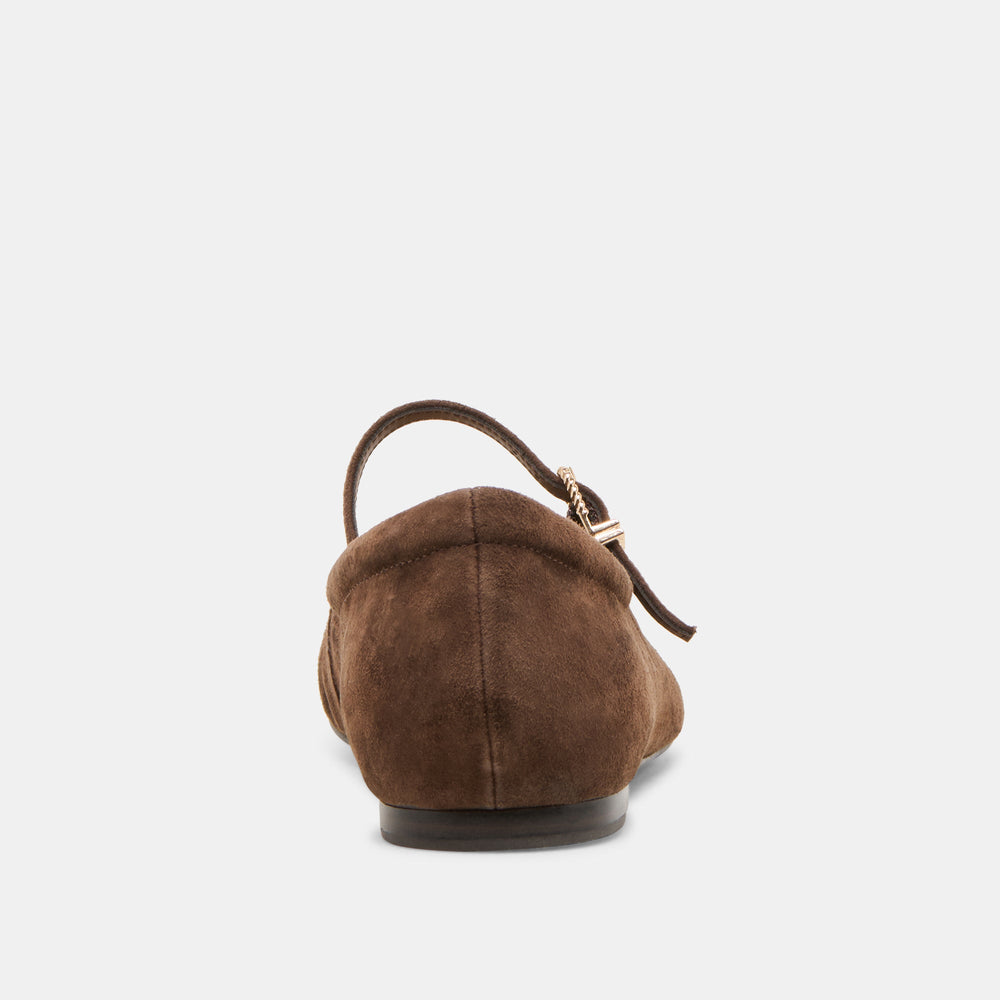 Reyes Dk Brown Suede Ballet Flats / Dolce Vita