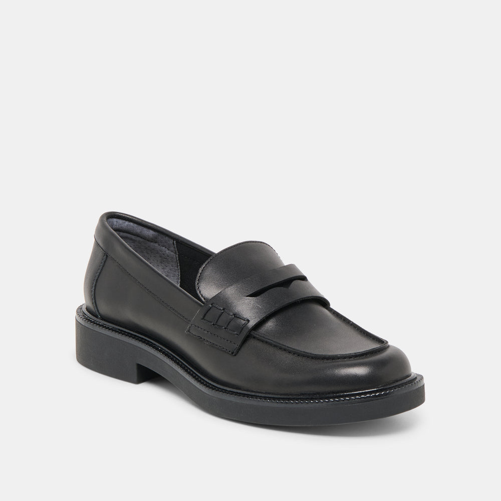 Tiggy Black Leather Loafers / Dolce Vita