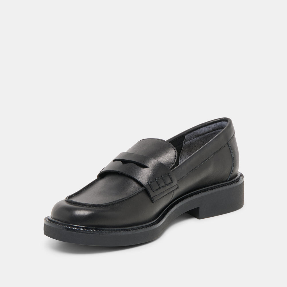 Tiggy Black Leather Loafers / Dolce Vita
