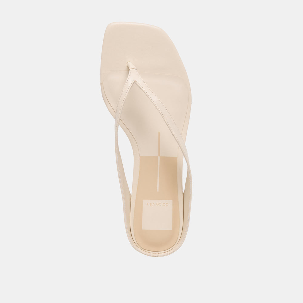 GIZEL Bone Leather Thong Square-Toe Sandals / Dolce Vita