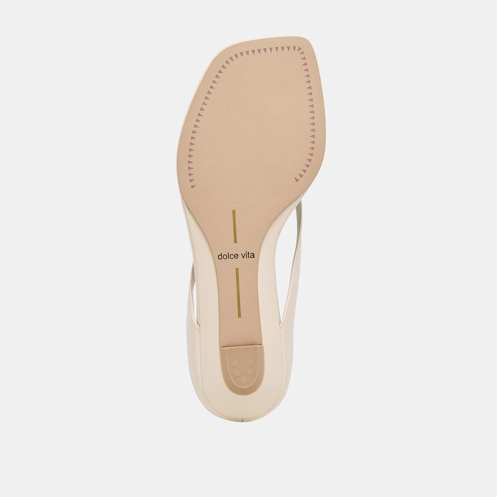 GIZEL Bone Leather Thong Square-Toe Sandals / Dolce Vita