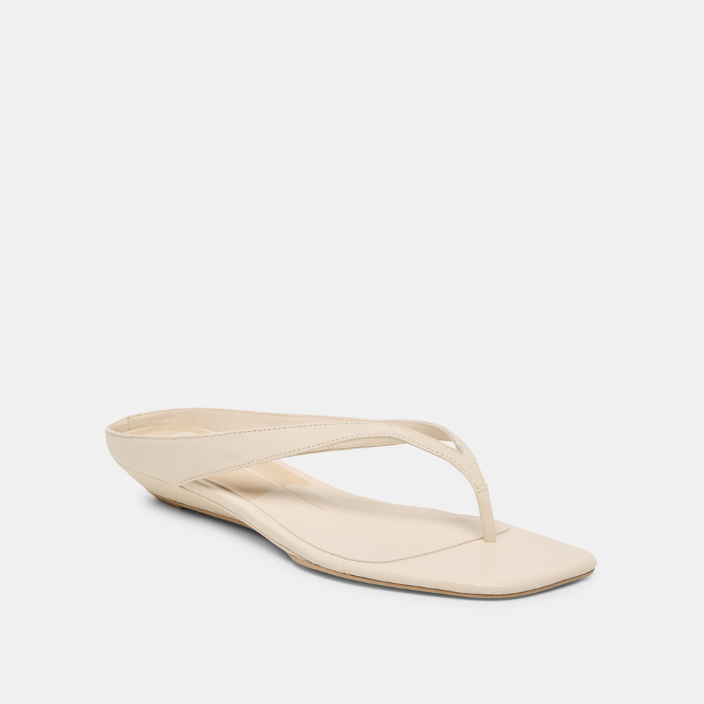 GIZEL Bone Leather Thong Square-Toe Sandals / Dolce Vita