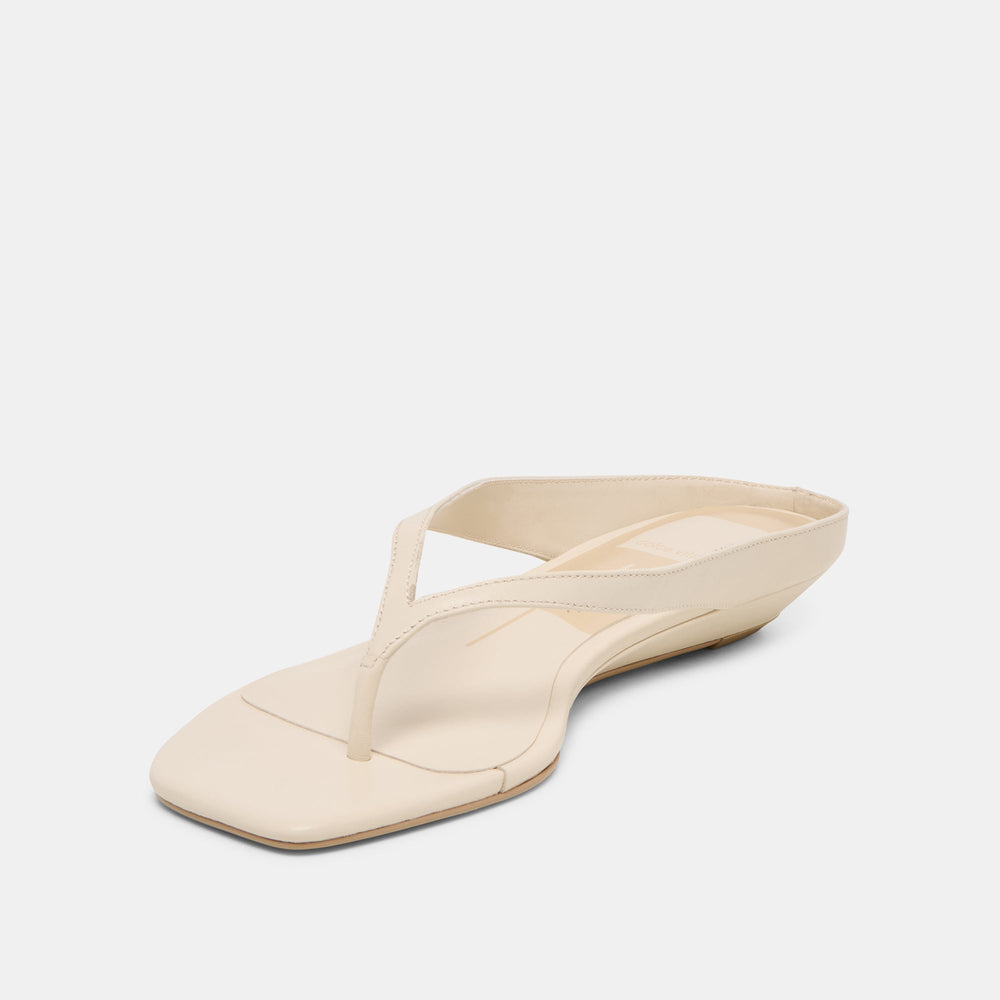 GIZEL Bone Leather Thong Square-Toe Sandals / Dolce Vita